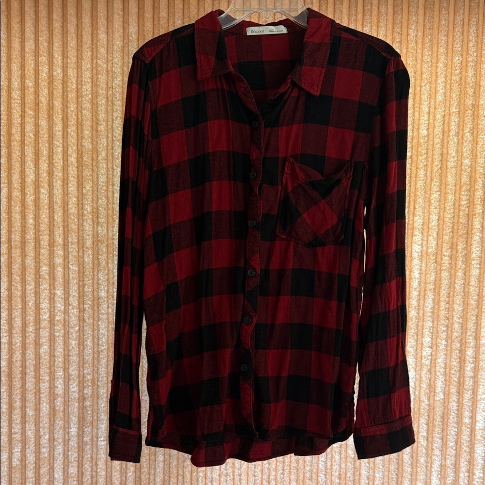 💙3 for $55💙BE COOL Red and Black Plaid Button Down Shirt